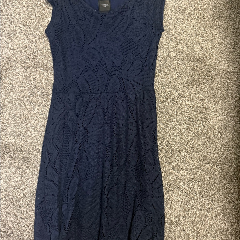 Deletta Blue Sheath Midi Dress V-Neck Sleeveless